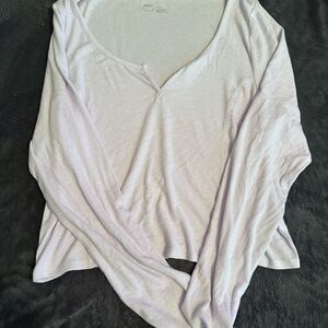 Aerie Light Purple Long Sleeve Blouse